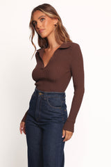 Emmerson Long Sleeve Knit Top - Chocolate