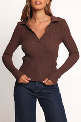 Emmerson Long Sleeve Knit Top - Chocolate