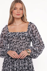 Faith Long Sleeve Maxi Dress - Black Floral