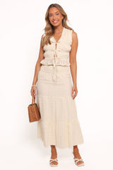 Farica Gingham Midi Skirt - Cream