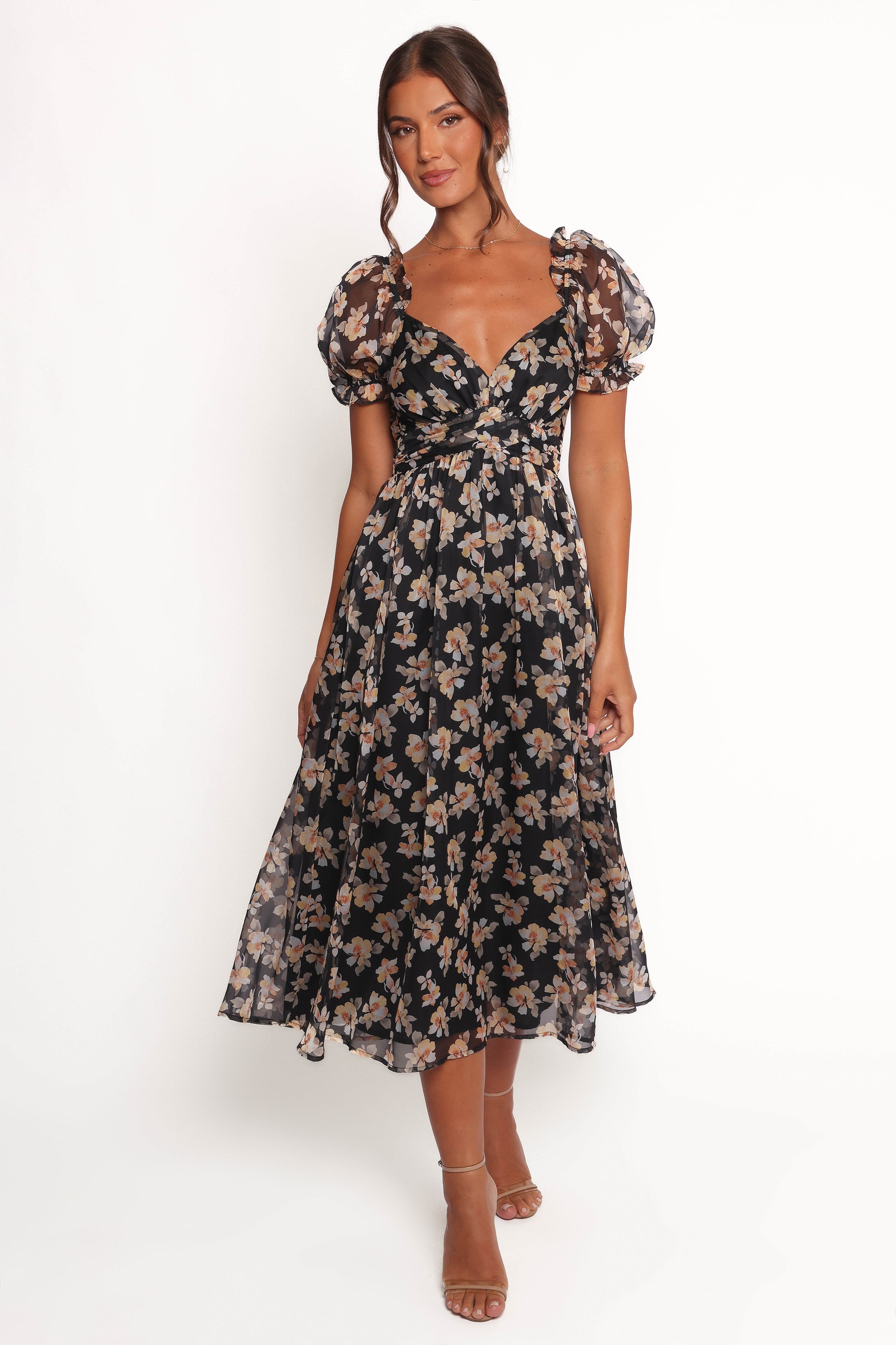 Farryn Maxi Dress - Black Beige Floral