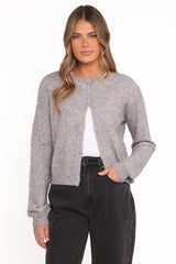 Fauna Tonal Floral Cardigan - Heather Grey