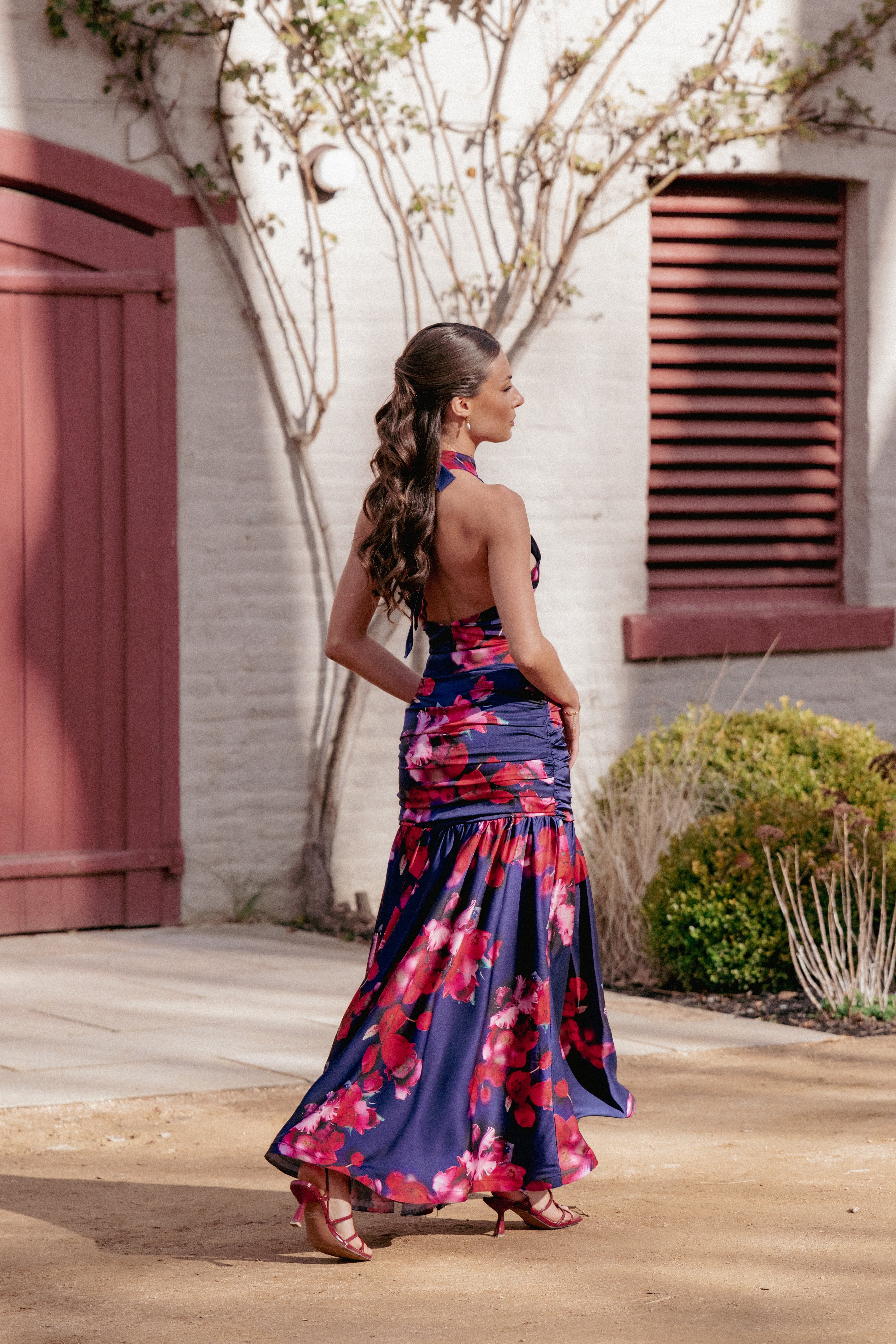 Freda Halter Skirt Set - Navy Floral