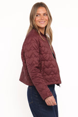 Genevieve Quilted Bomber - Cherry