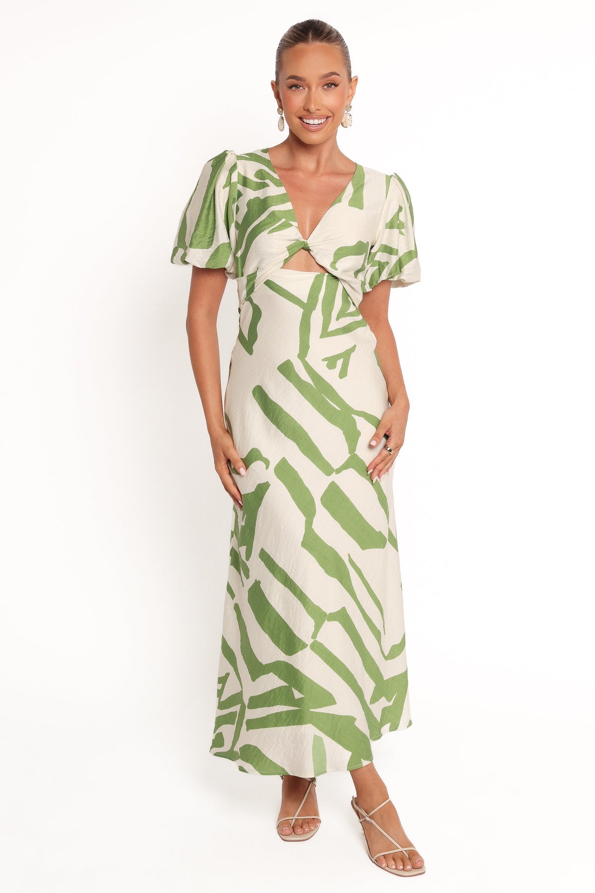 Ginevra Maxi Dress - Cream/Green