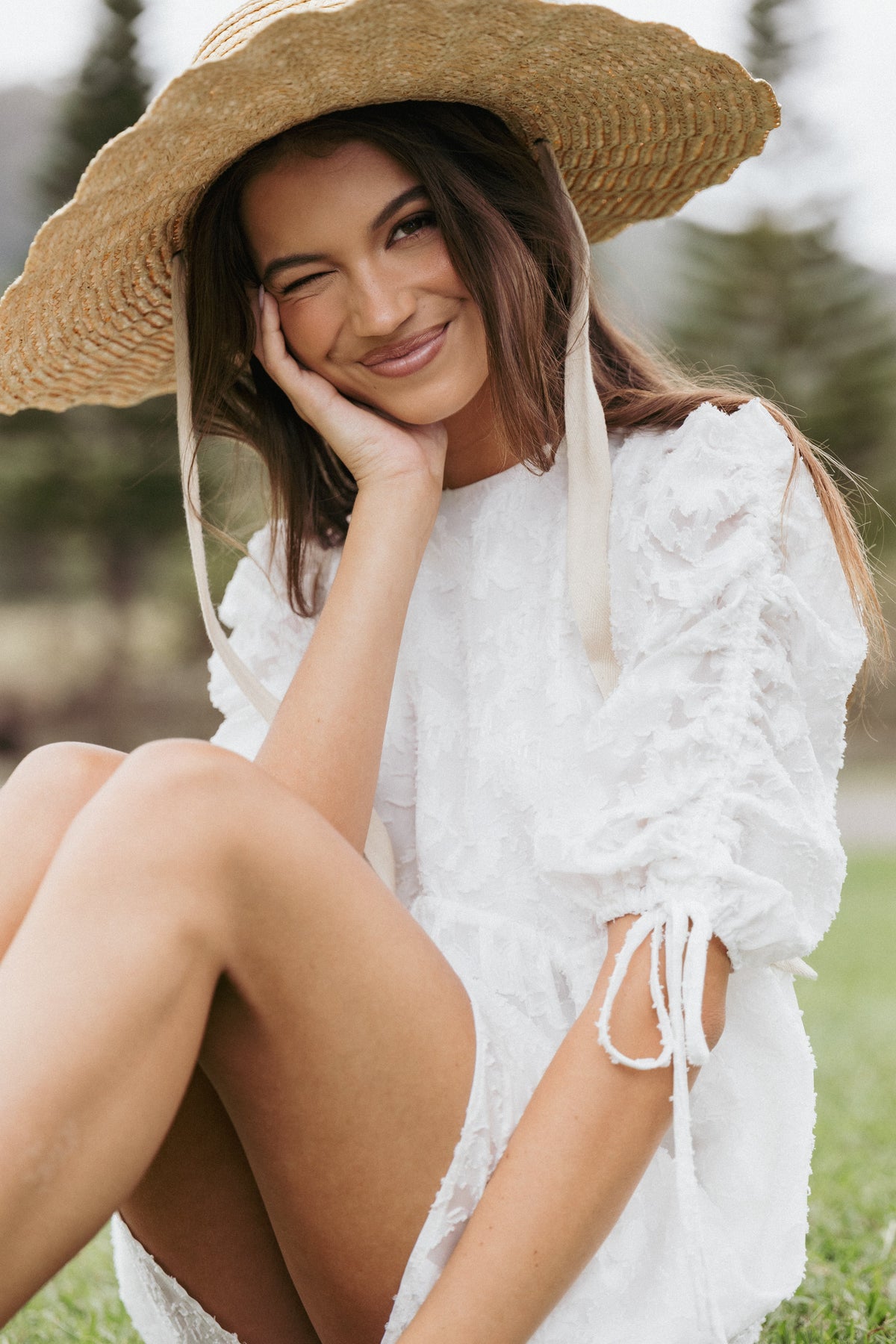 Giselle Mini Dress - White Floral