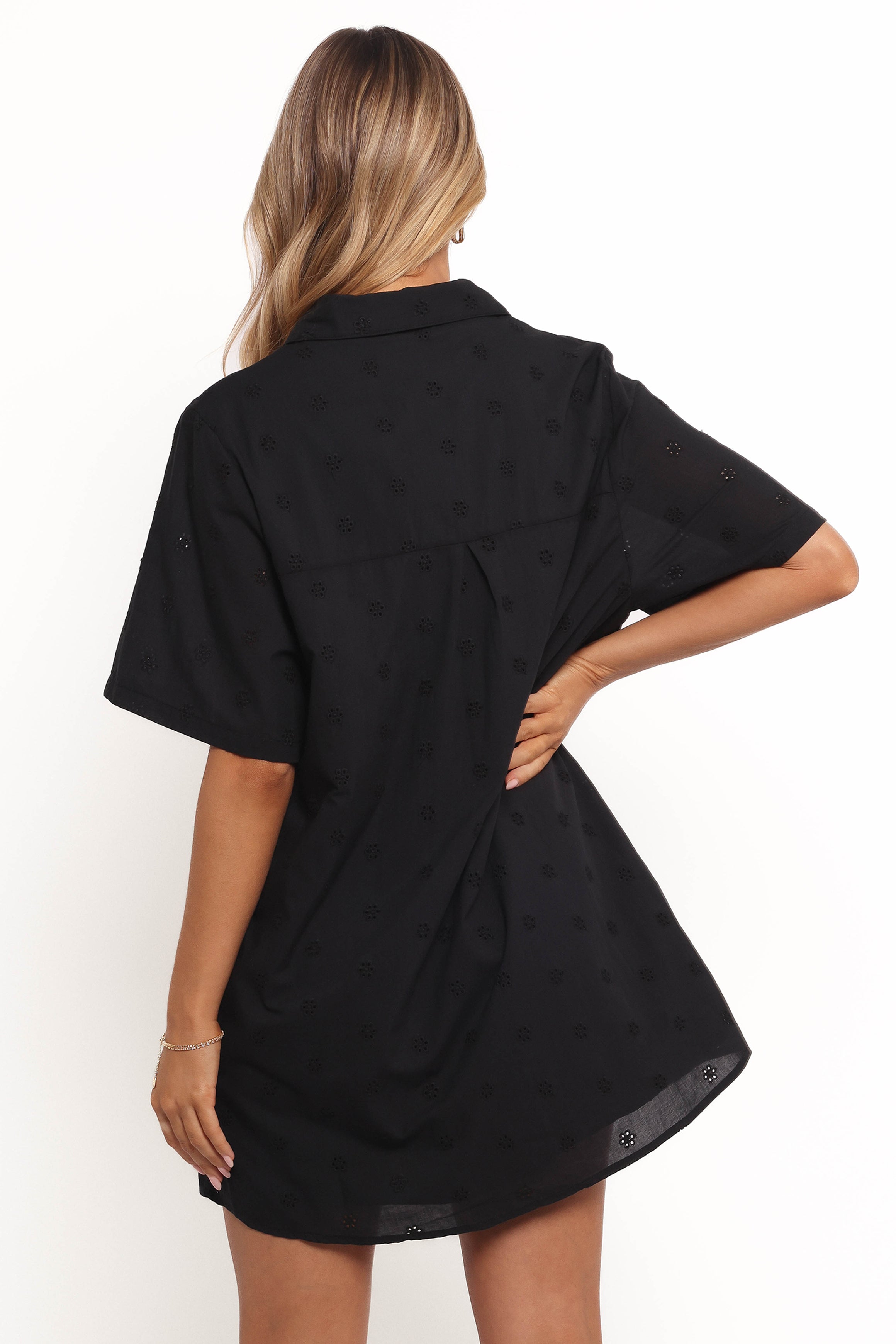 Grady Collared Shirt Dress - Black