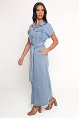 Griffin Shirt Maxi Dress - Denim