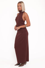 Halley Knit Halter Skirt Set - Brown