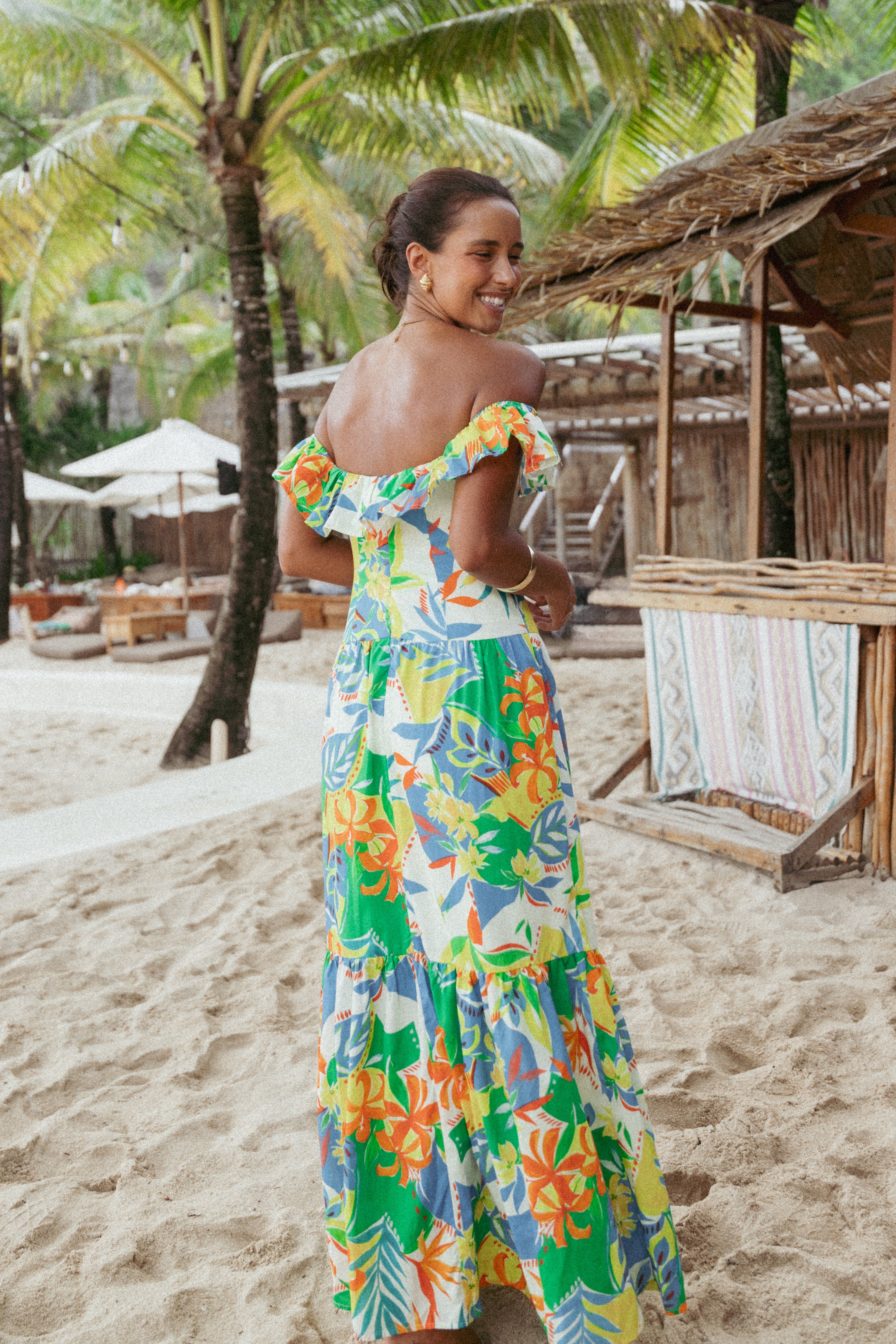 Harriet Off Shoulder Maxi Dress - Malta Print