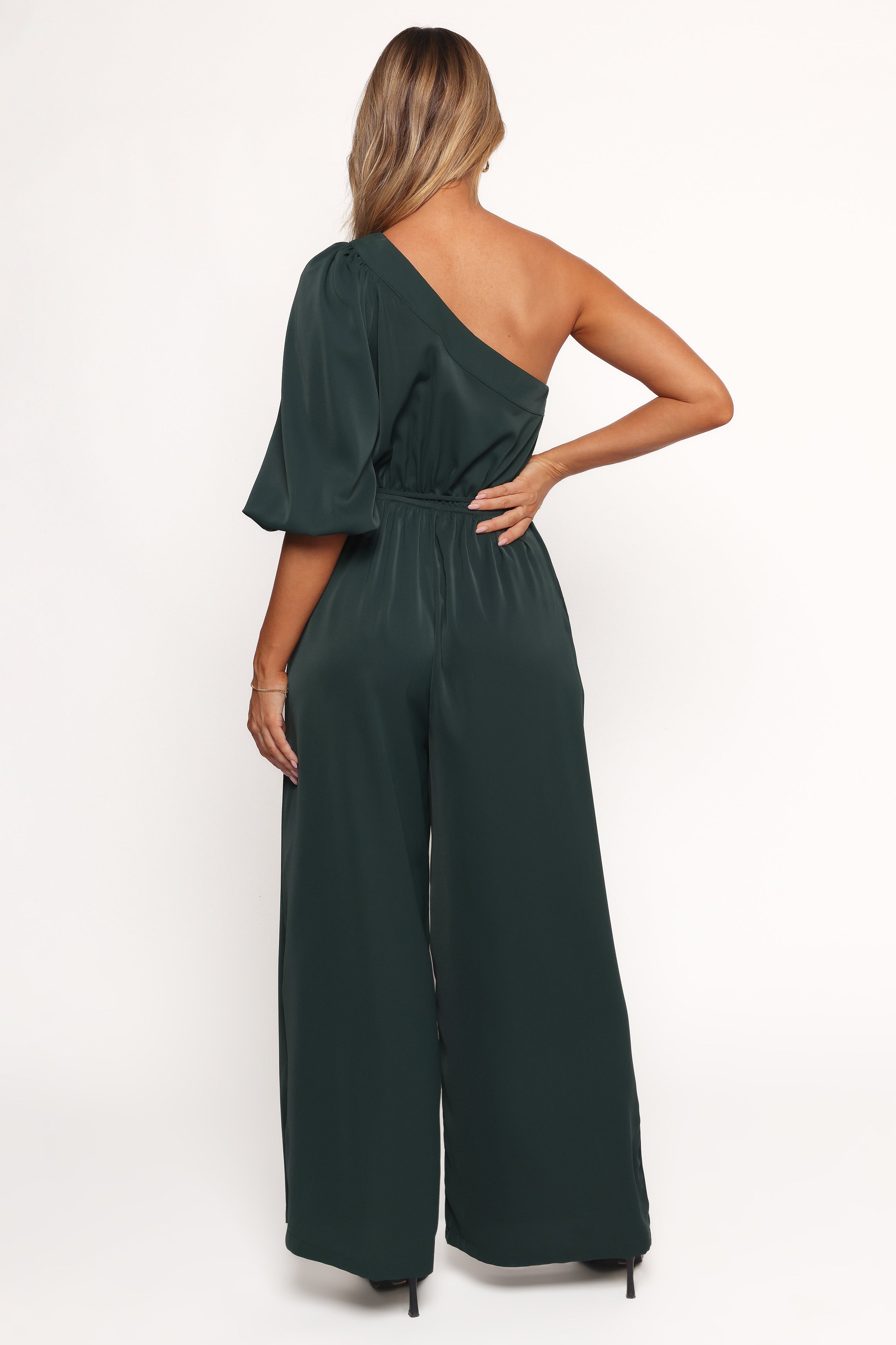 Hedda One Shoulder Jumpsuit - Emerald