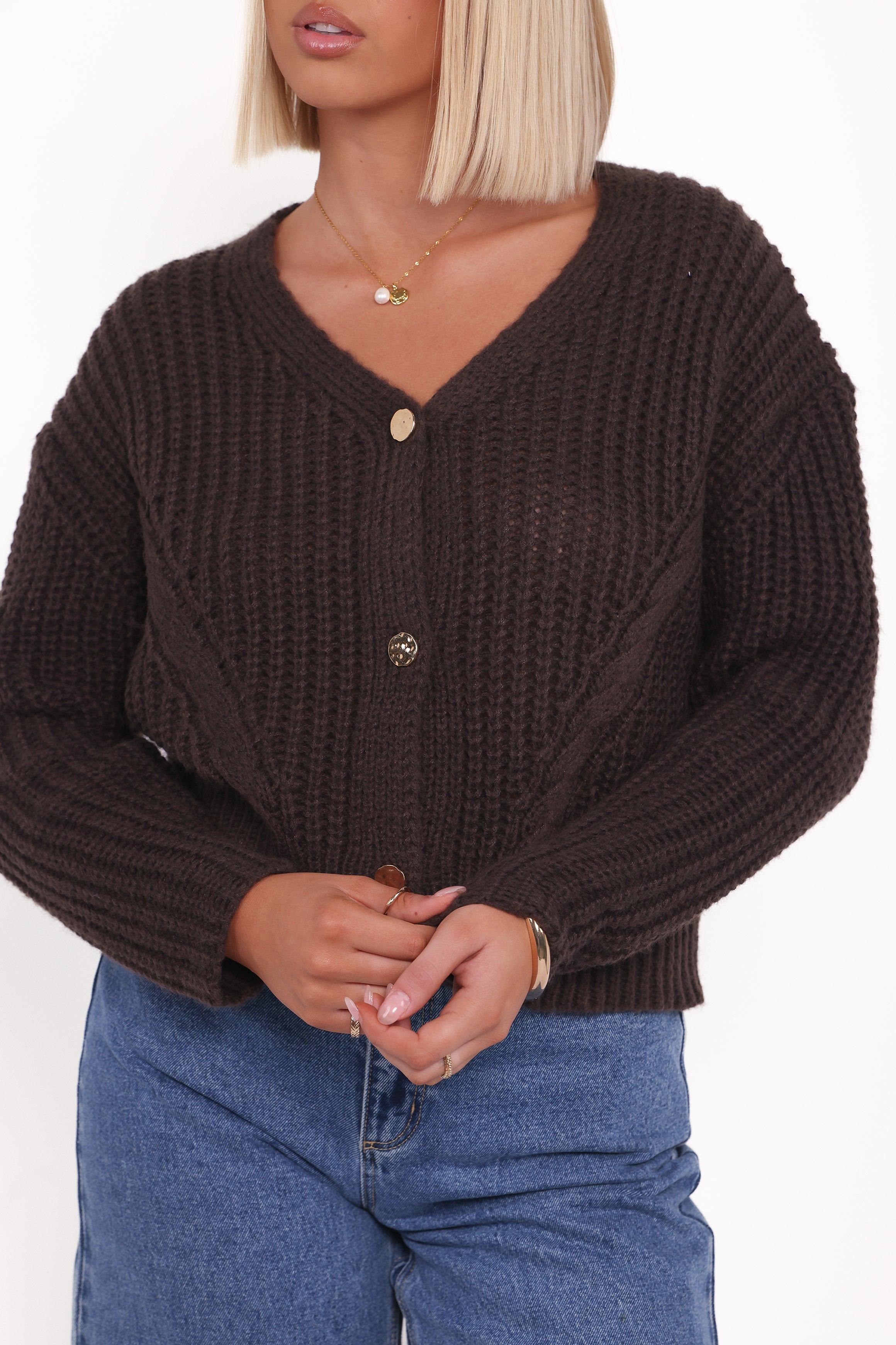 Henderson Thick Knit Cardigan - Brown