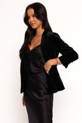 Inka All over Rhinestone Velvet Blazer - Black