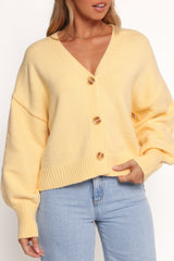 Isabel Button Front Cardigan - Yellow