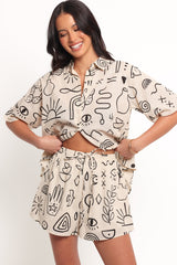 Isabella Short Set - Beige Black