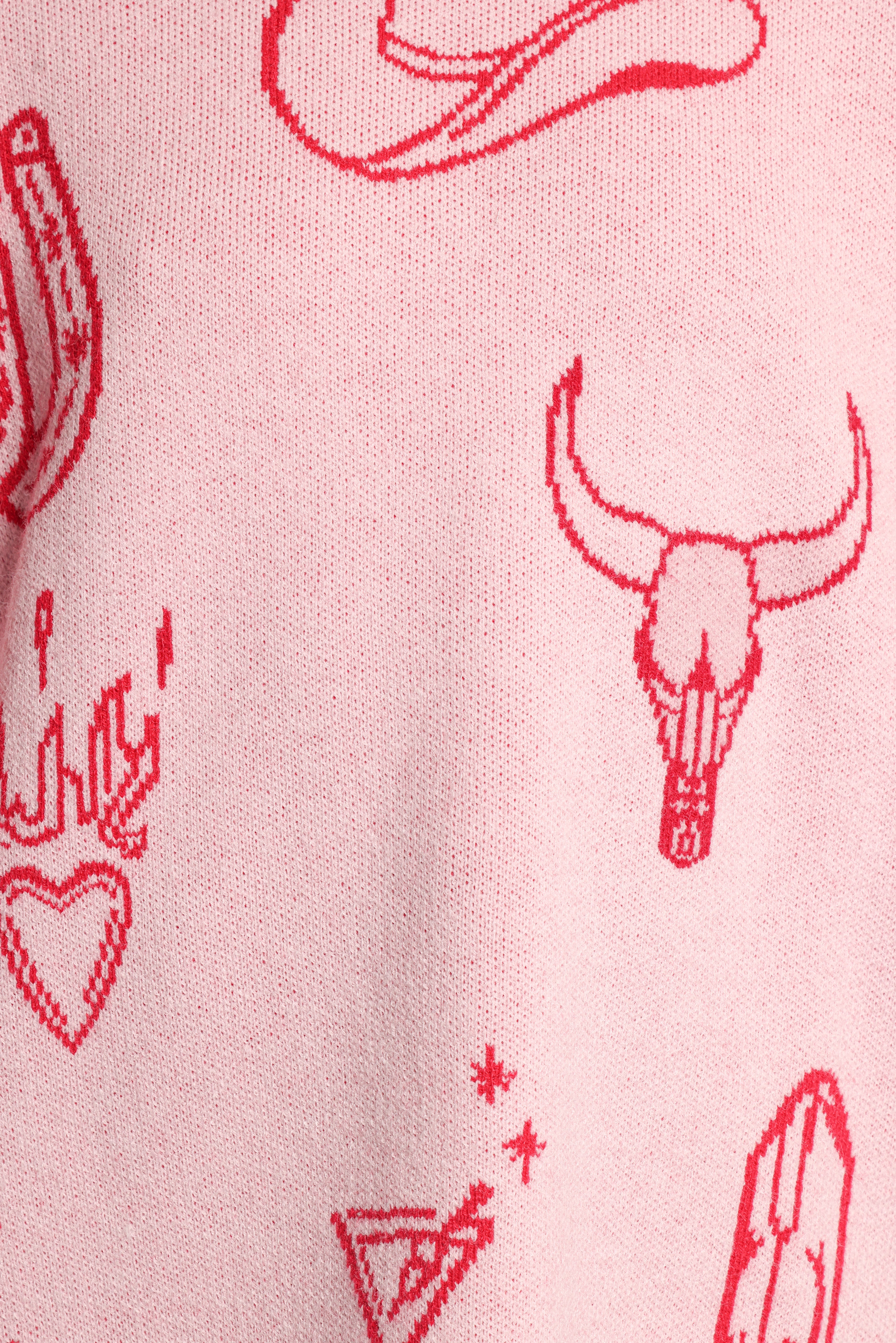 Jax Western Knit Sweater - Pink