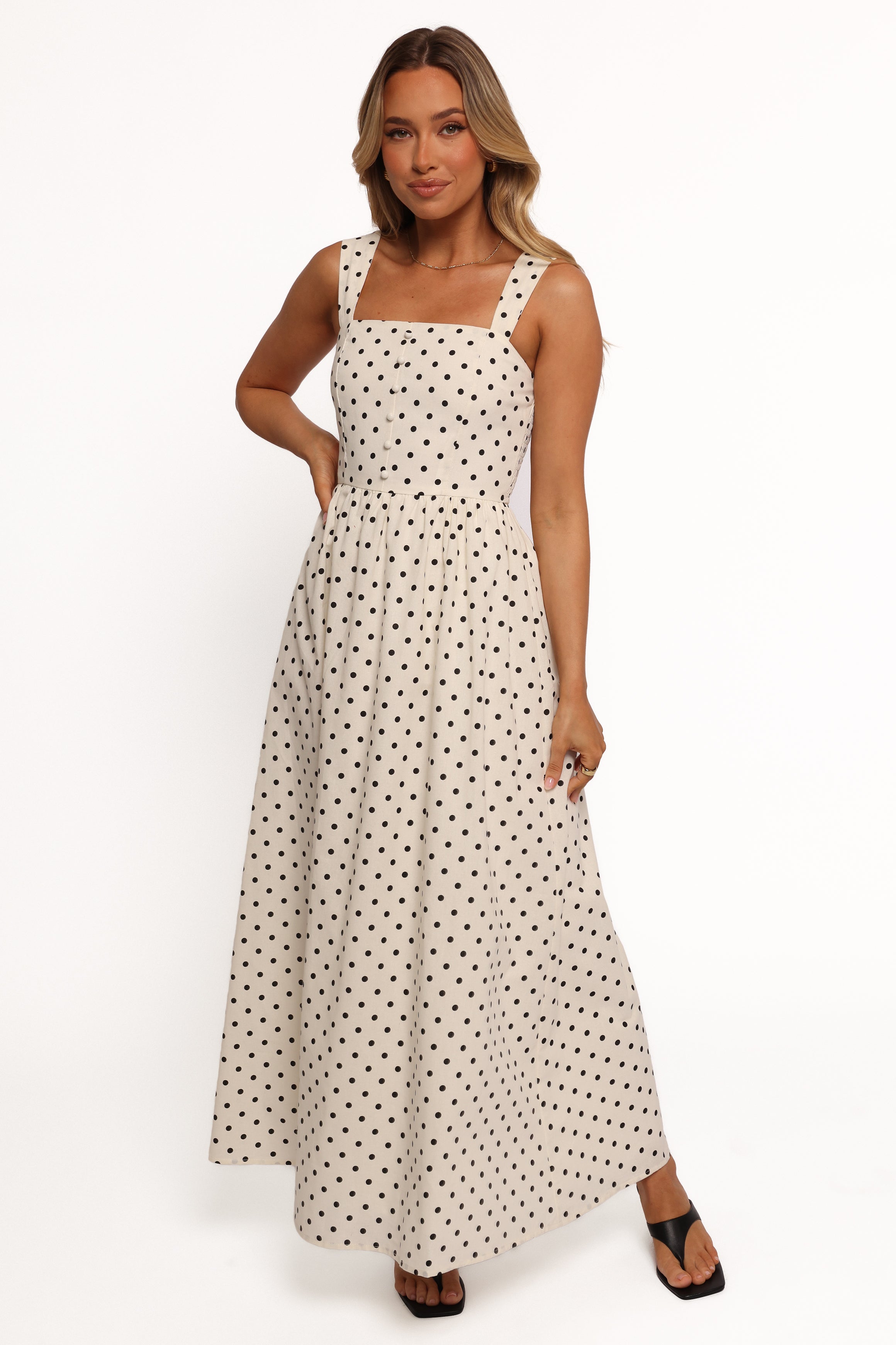 Jenni Maxi Dress - White Polka Dot