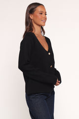 Jett Large Button Cardigan - Black