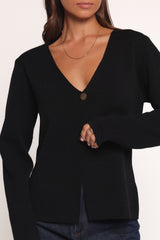 Jett Large Button Cardigan - Black