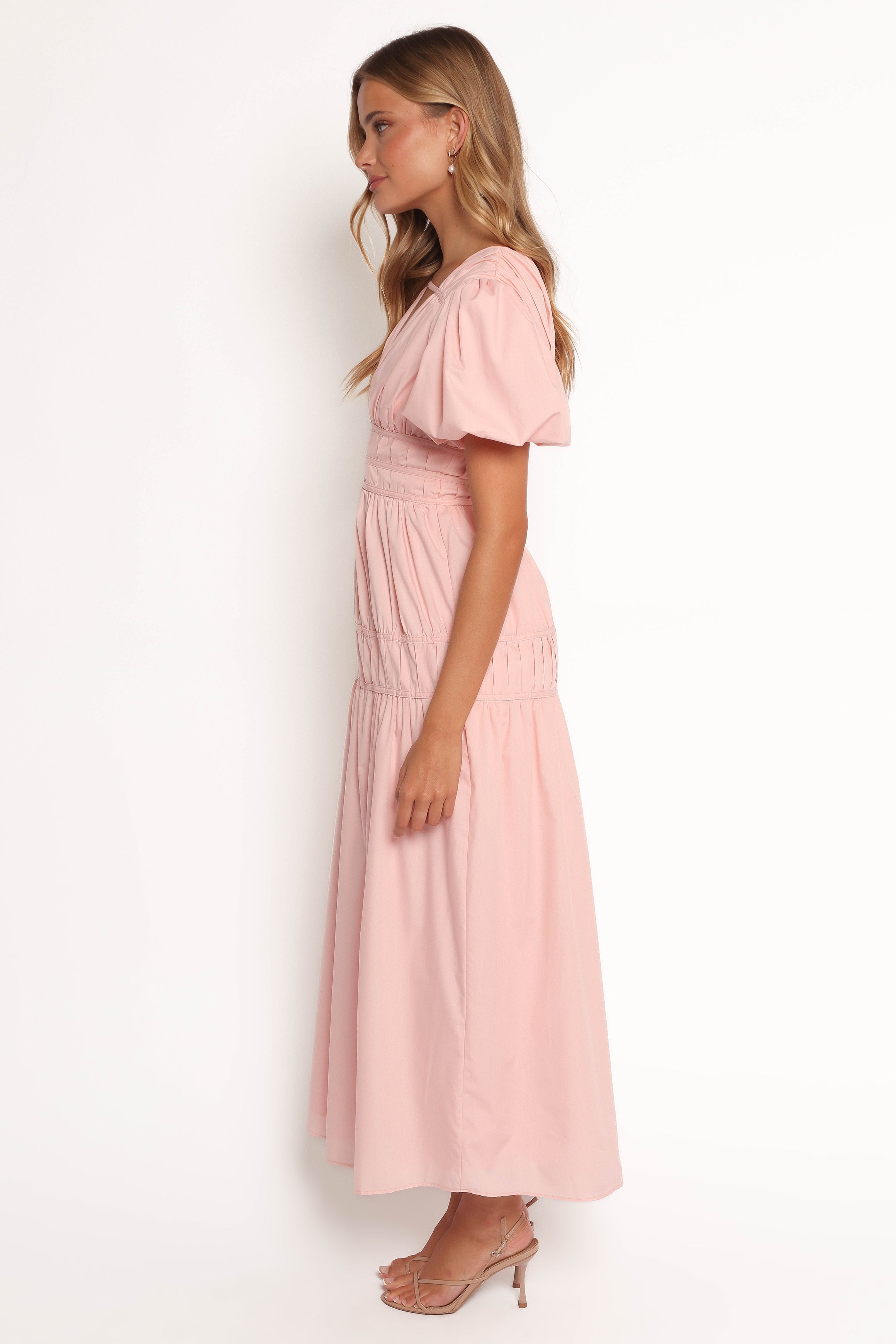 Joedy Puff Sleeve Midi Dress - Pale Pink
