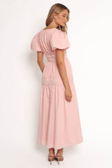 Joedy Puff Sleeve Midi Dress - Pale Pink