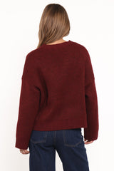 Kaori Bow Sweater - Burgundy