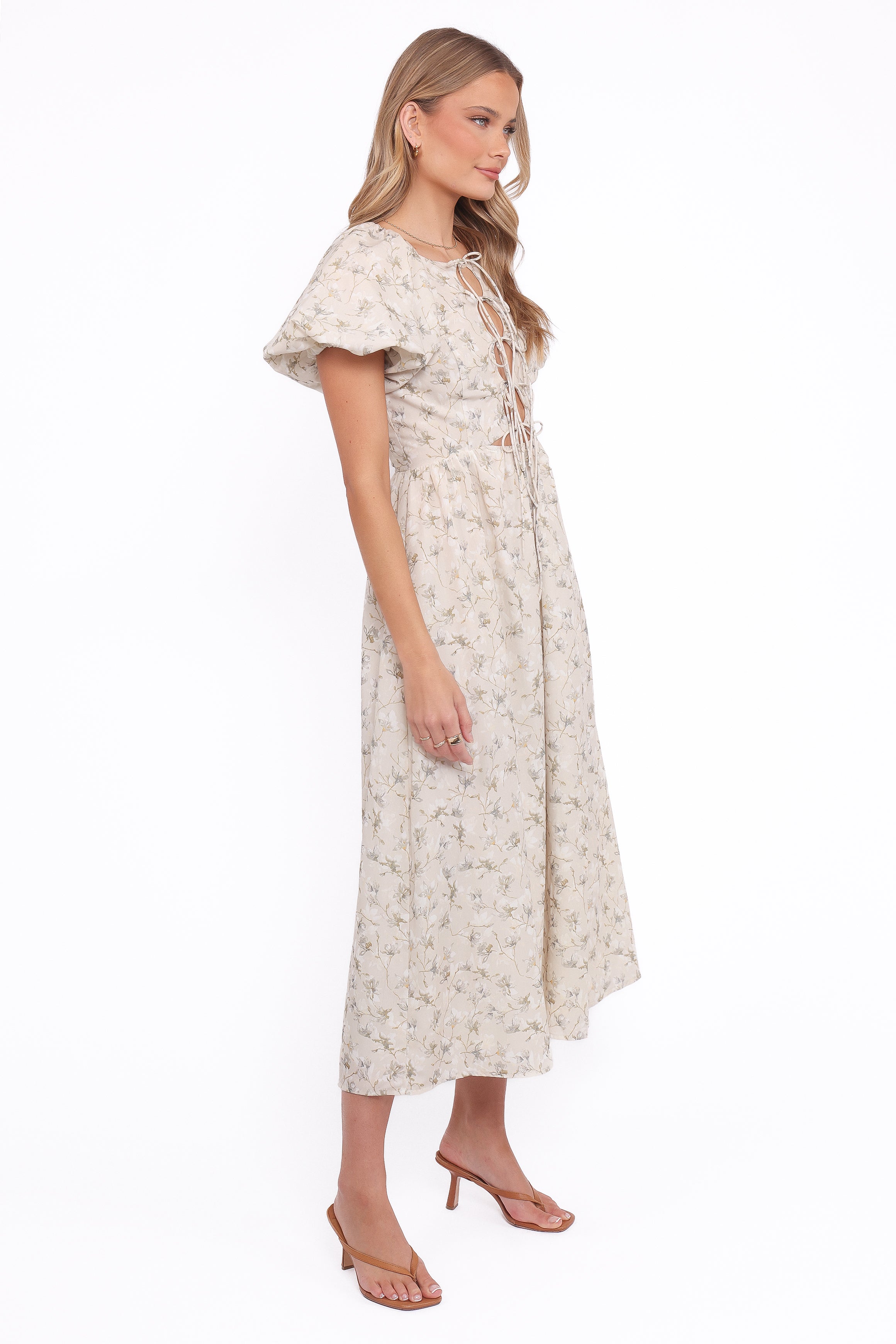 Kathleen Maxi Dress - Light Beige/Green Floral