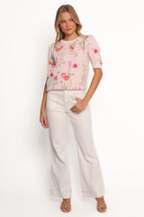 Keegan Flower Knit Sweater - Pink