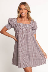 Kennedy Smock Mini Dress - Chocolate Gingham