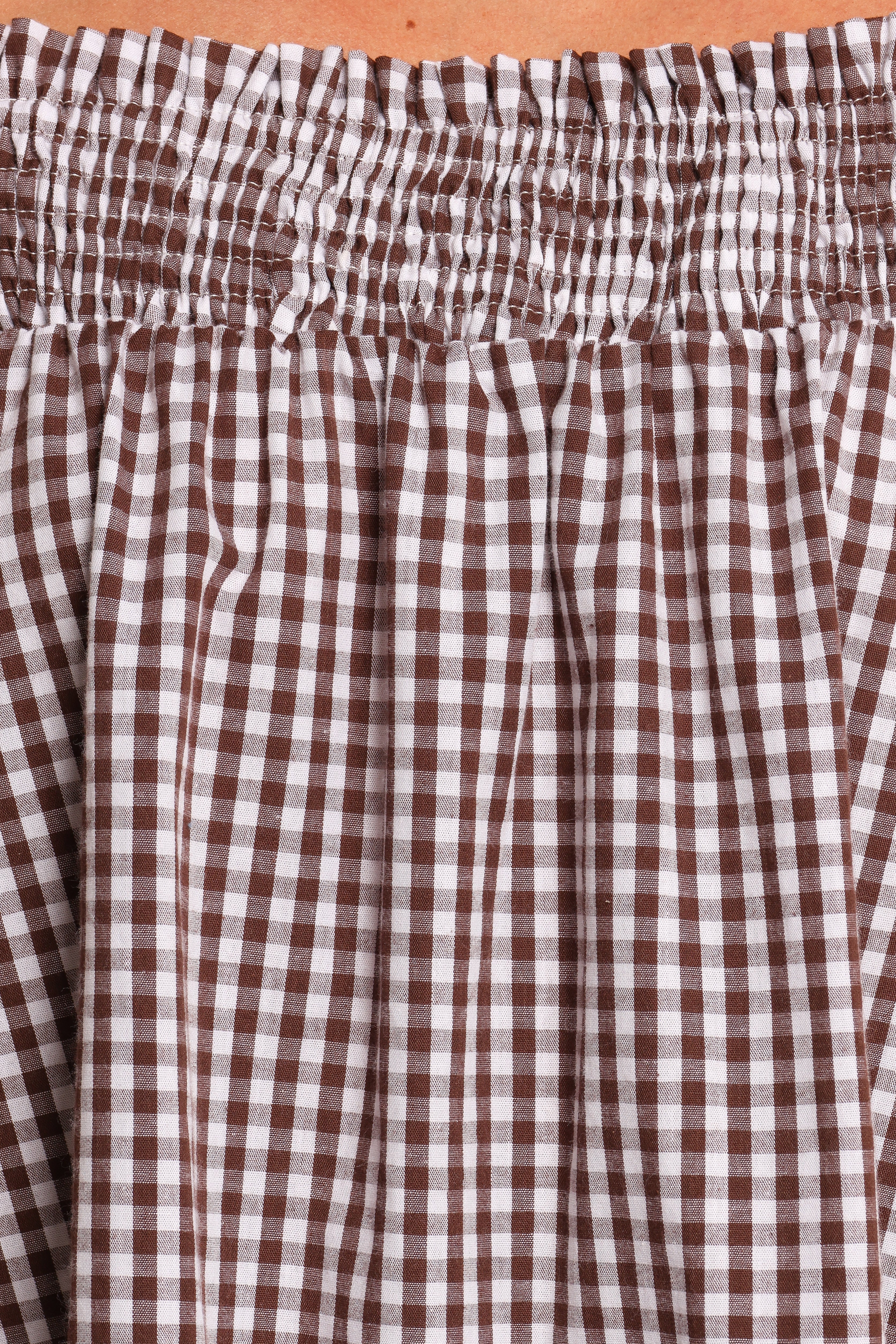 Kennedy Smock Mini Dress - Chocolate Gingham