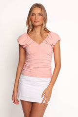 Kenzie Ruched Knit Top - Pink