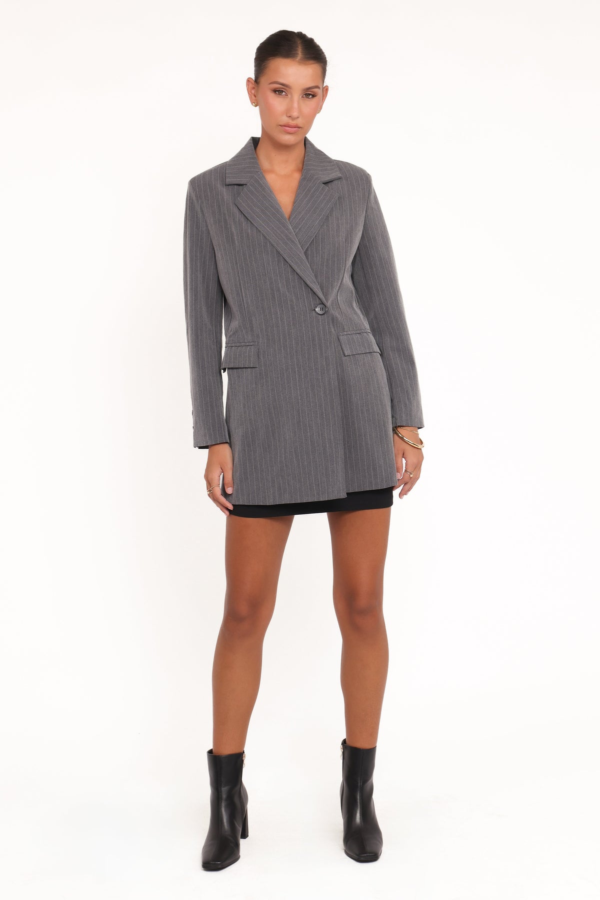 Kerryn Blazer - Grey Pinstripe