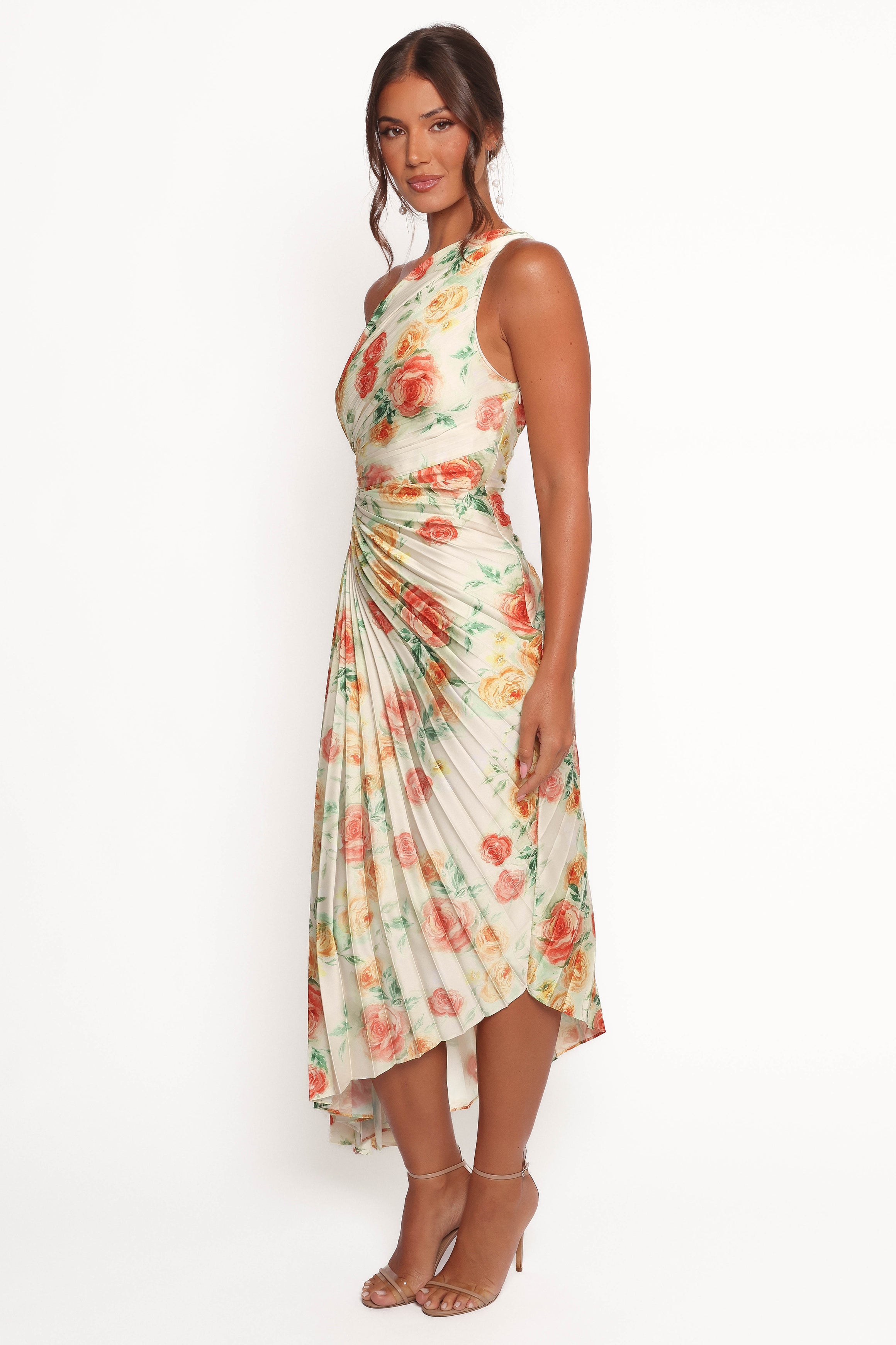 Kleo One Shoulder Maxi Dress - Yellow Floral