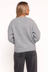 Neri Bow Tie Front Cardigan - Grey