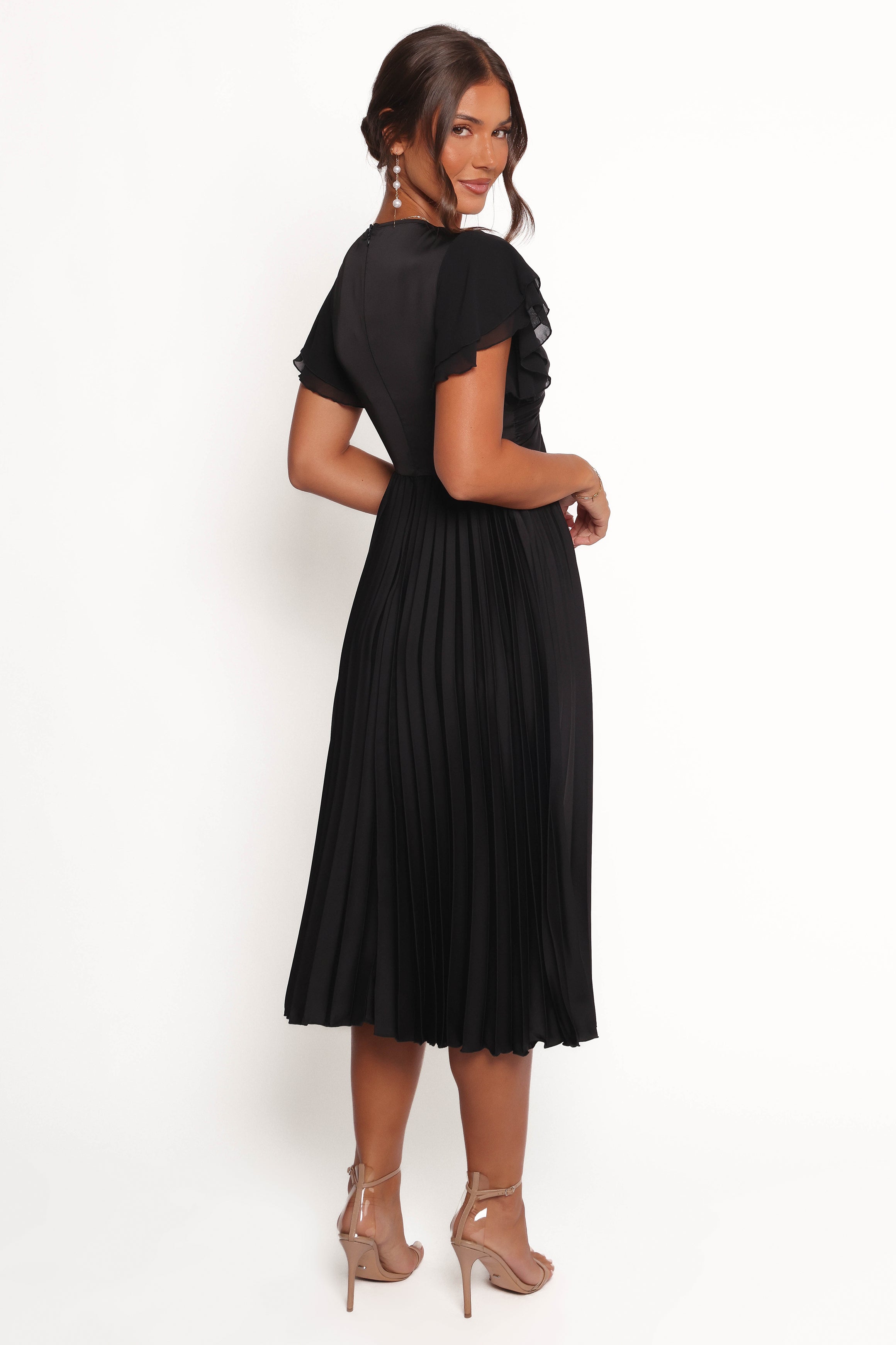 Nova Flutter Sleeve Dress - Black