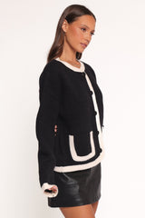 Orabelle Contrast Hem Cardigan - Black
