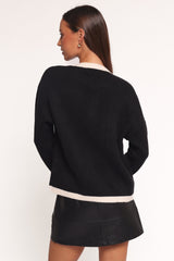 Orabelle Contrast Hem Cardigan - Black