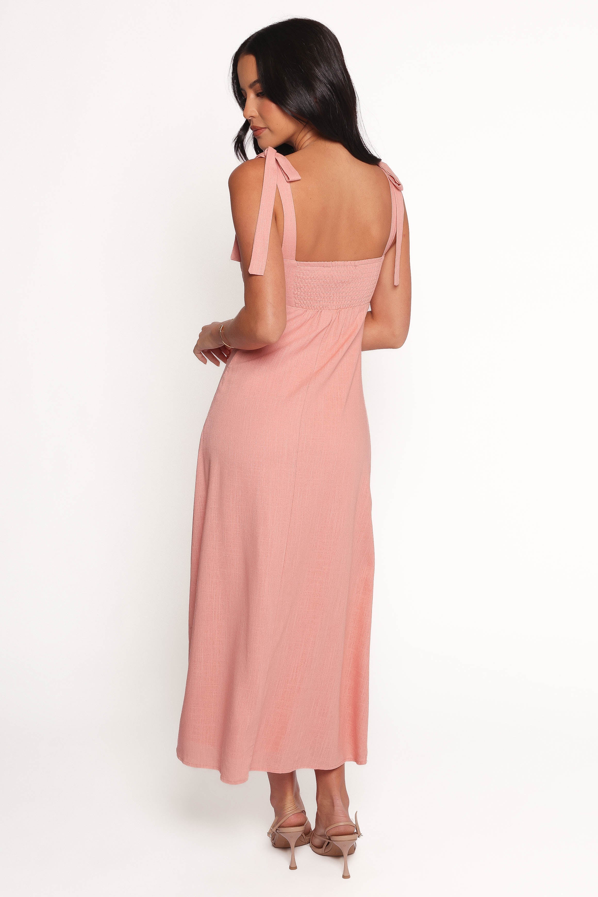 Patterson Tie Shoulder Midi Dress - Blush