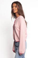 Payton Scallop Cardigan - Pink Red