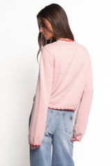 Payton Scallop Cardigan - Pink Red
