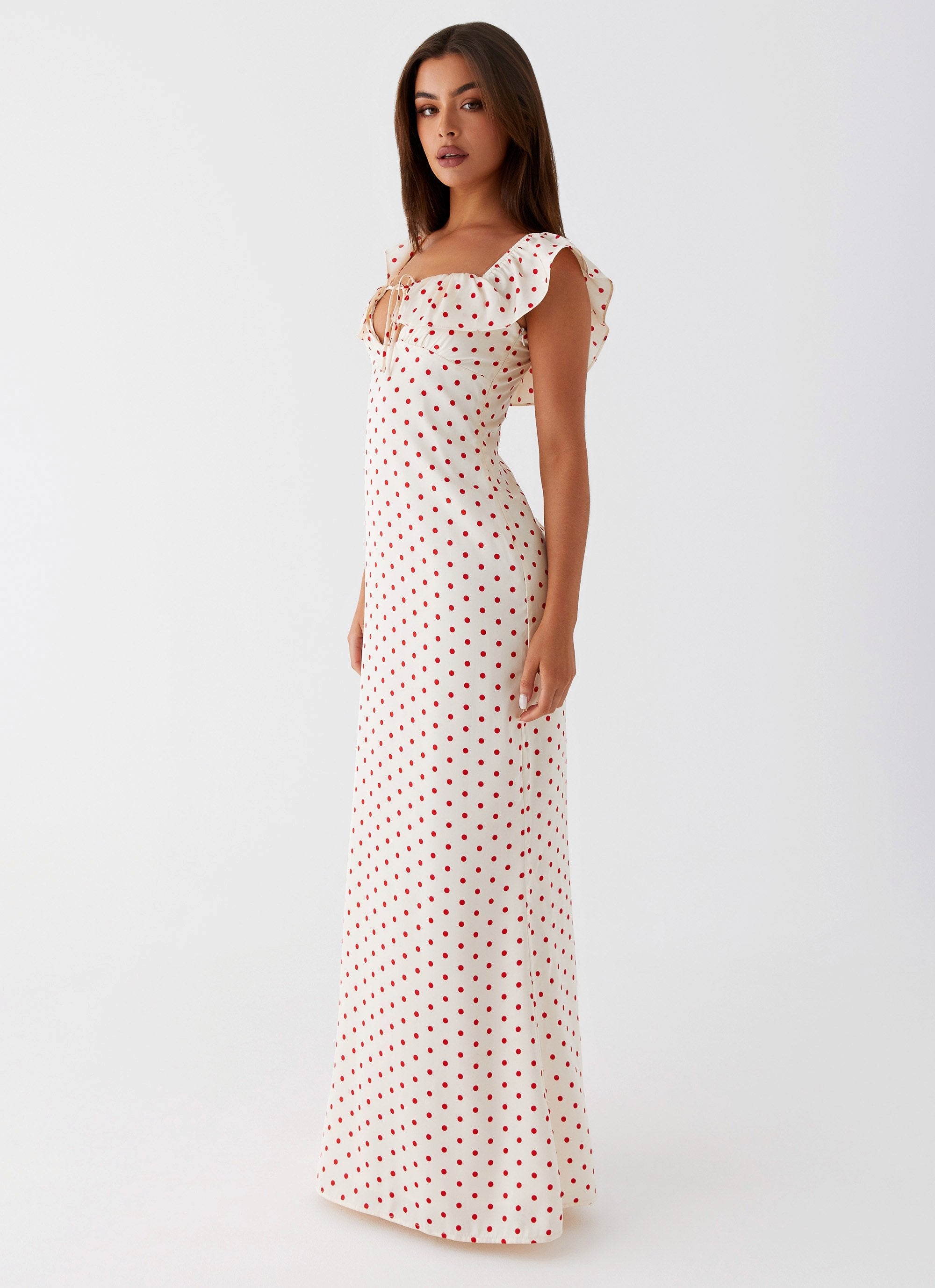 Scarlet Cherry Maxi Dress - Red Polka Dot