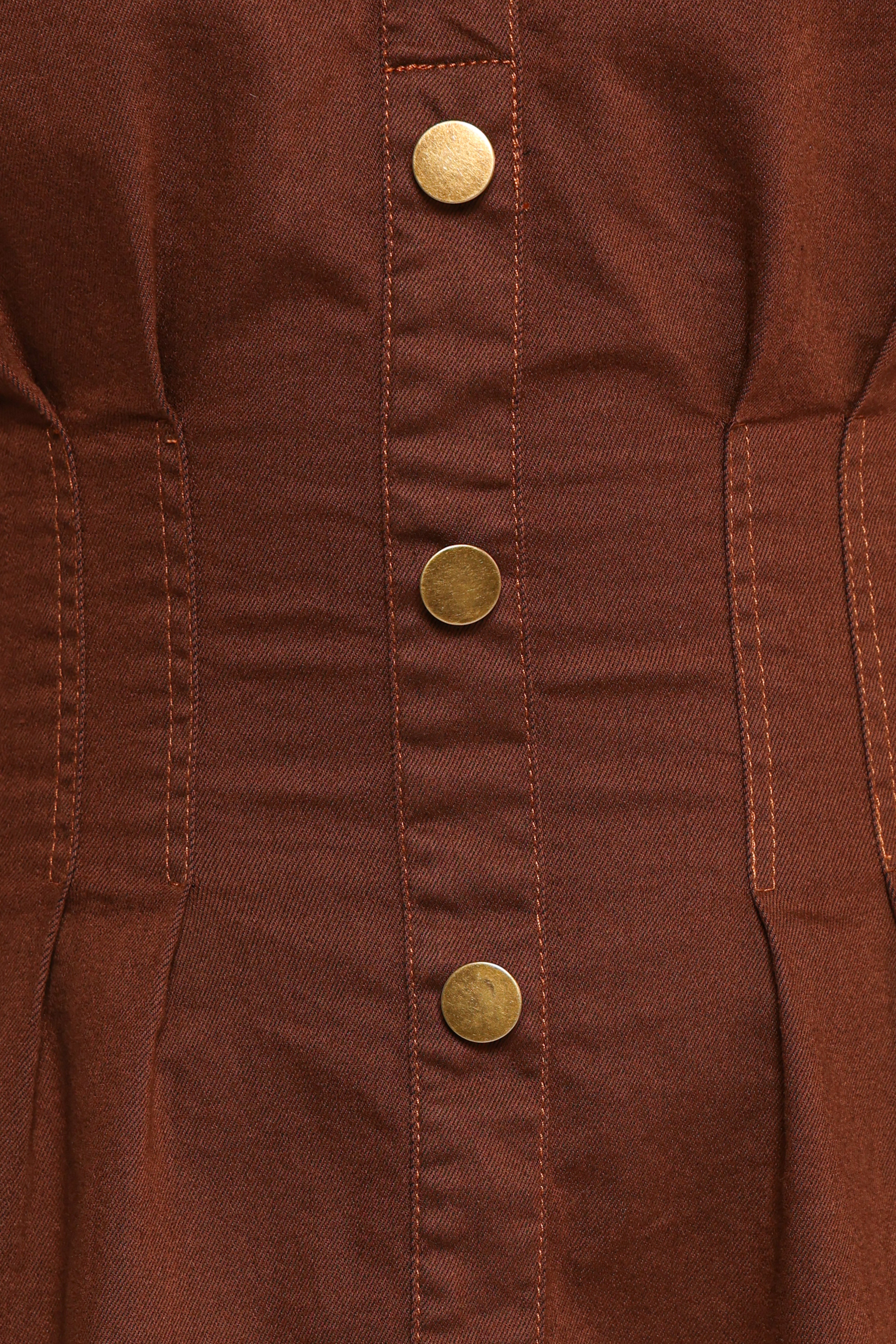 Phoenix Long Sleeve Mini Dress - Brown Denim