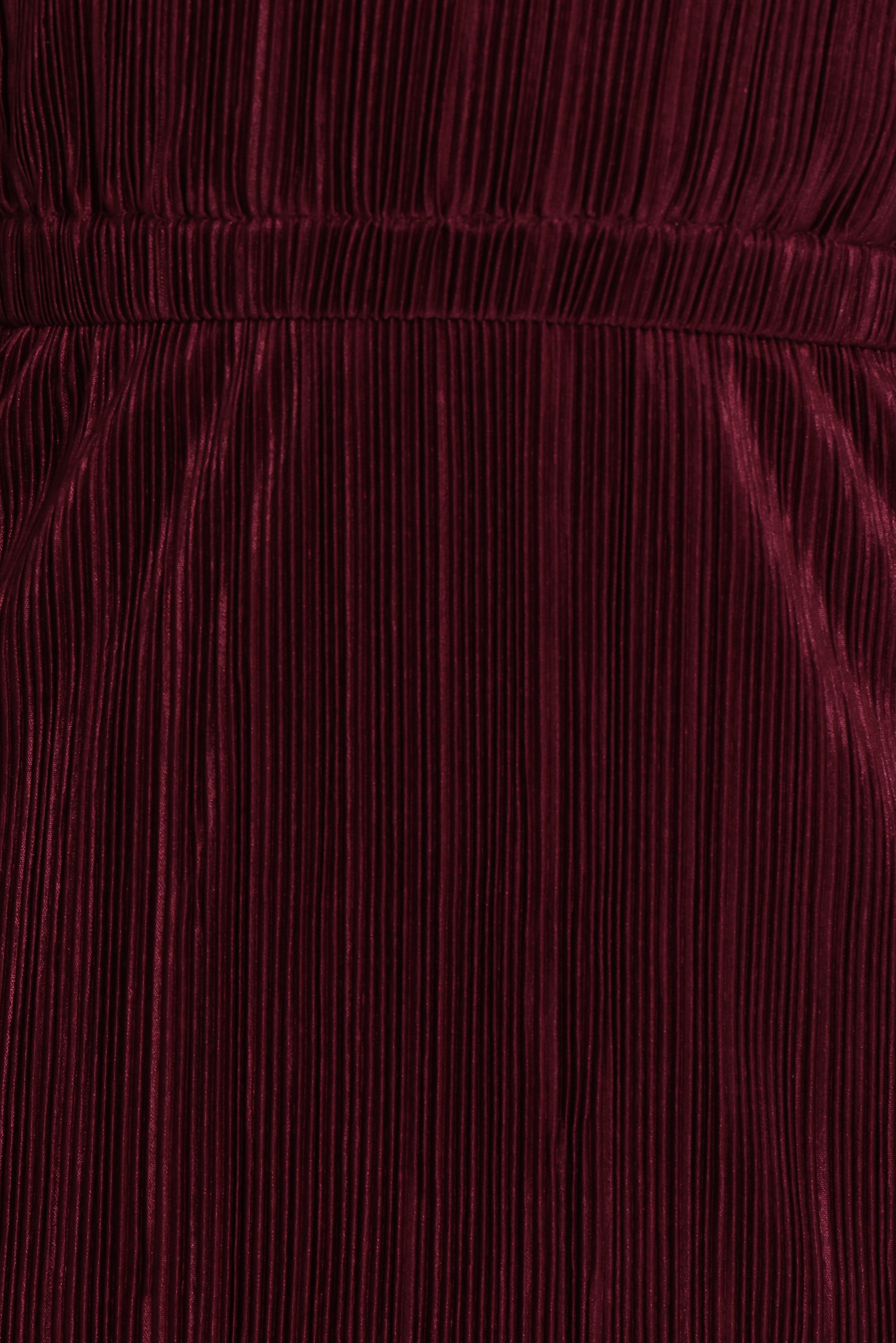 Pontee One Shoulder Pleated Midi Dress - Burgundy