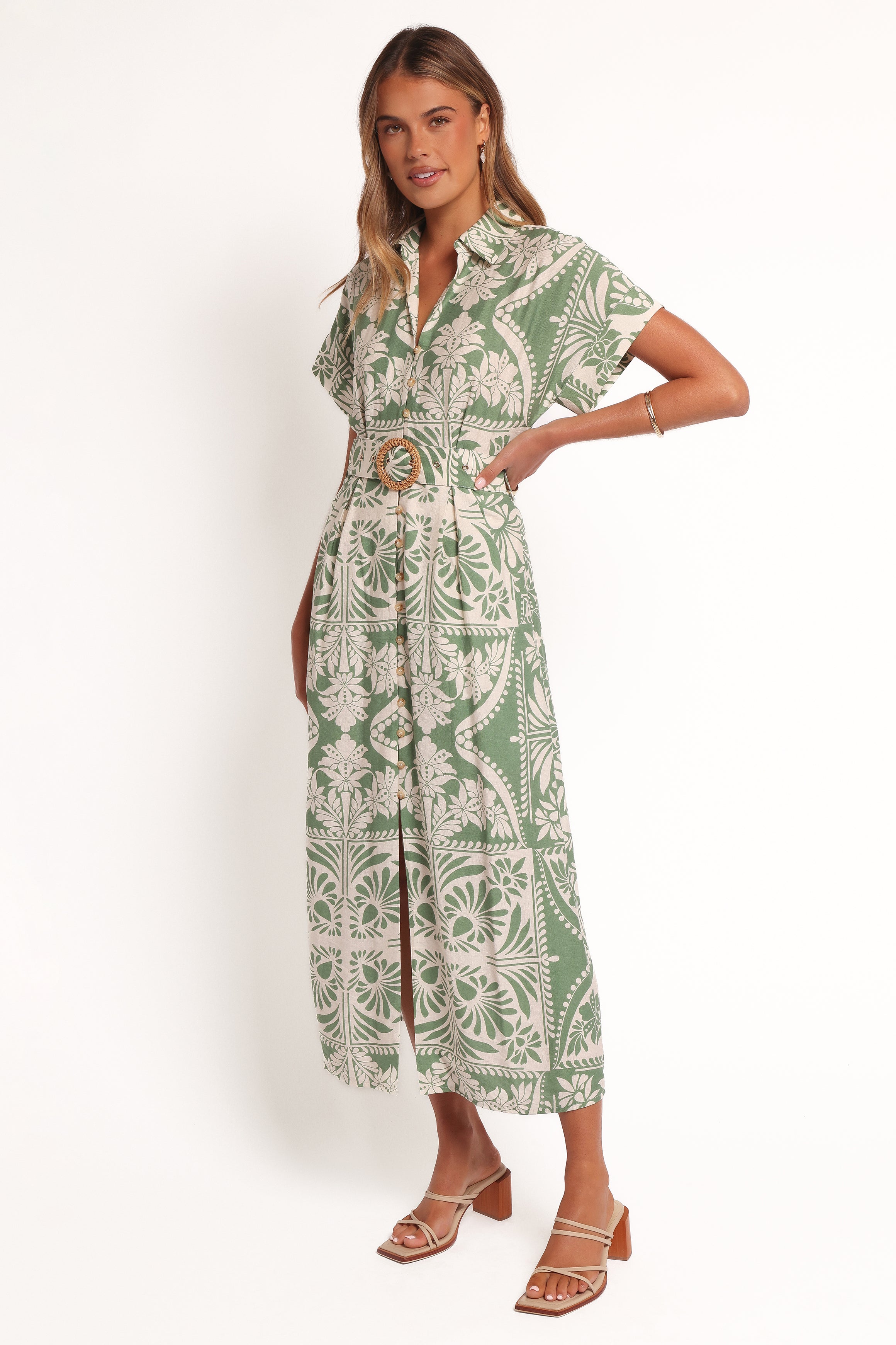 Preston Midi Dress - Green Floral