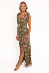 Renita Maxi Dress - Olive Floral