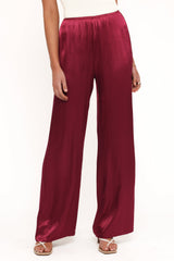 Carissa Satin Pants - Berry