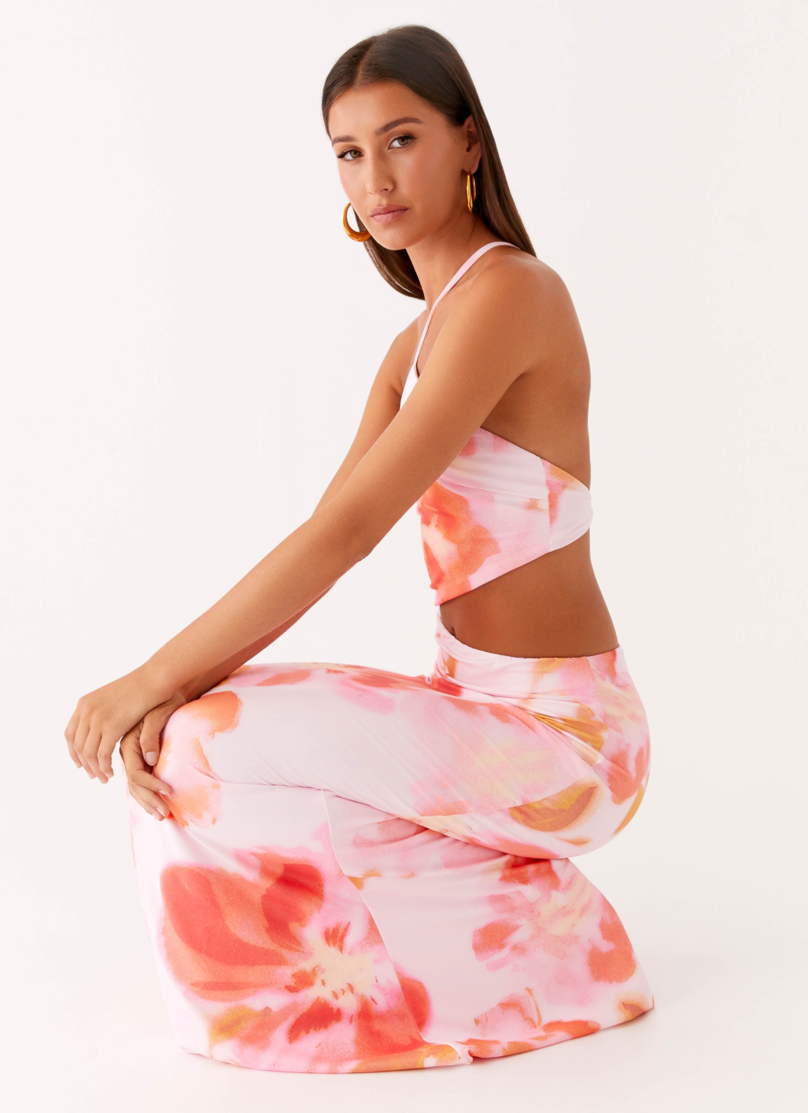 Riano Cut Out Maxi Dress - Blushing Blossom