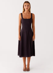 Rowyn Midi Dress - Black Polka Dot