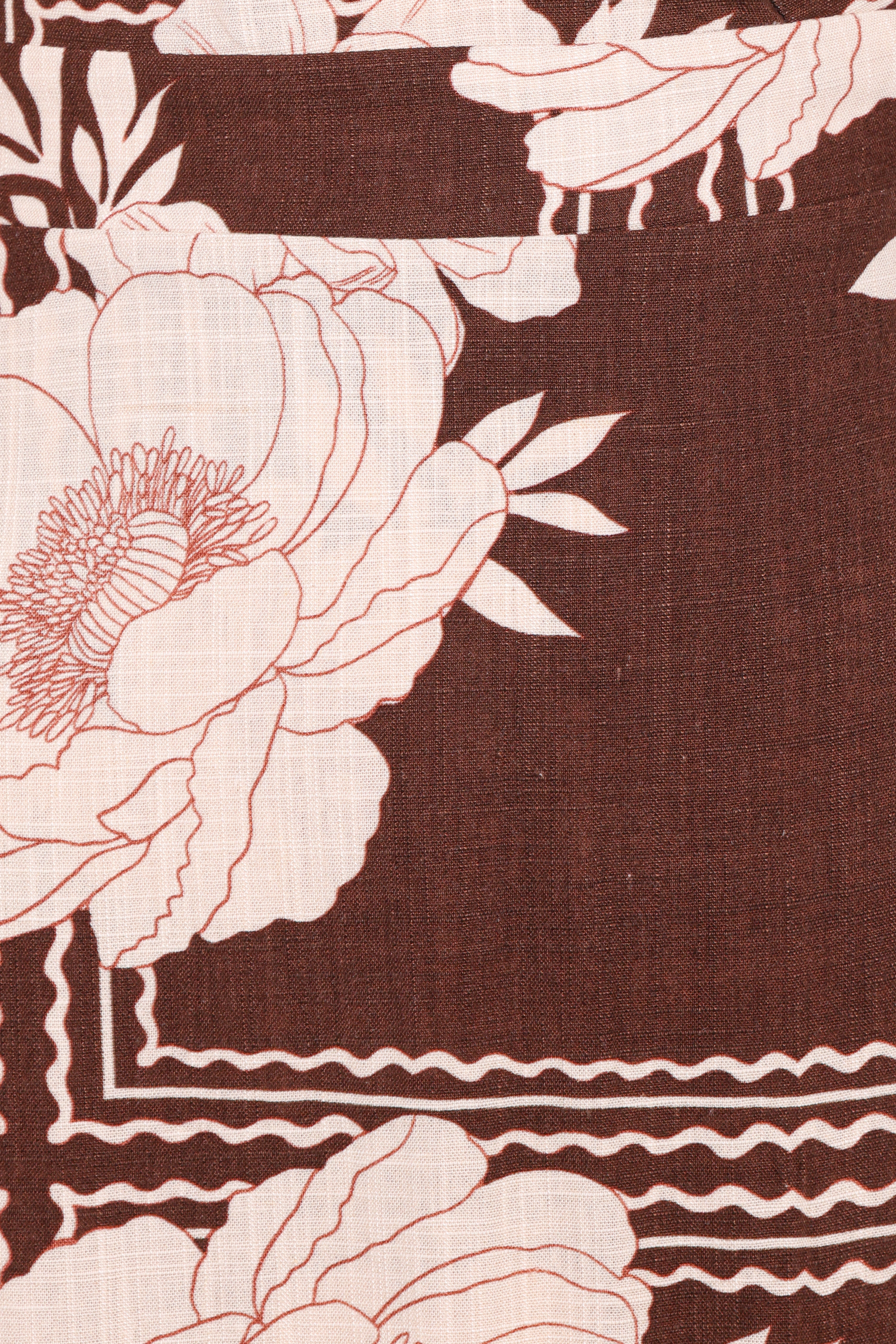 Safia Midi Dress - Brown Floral