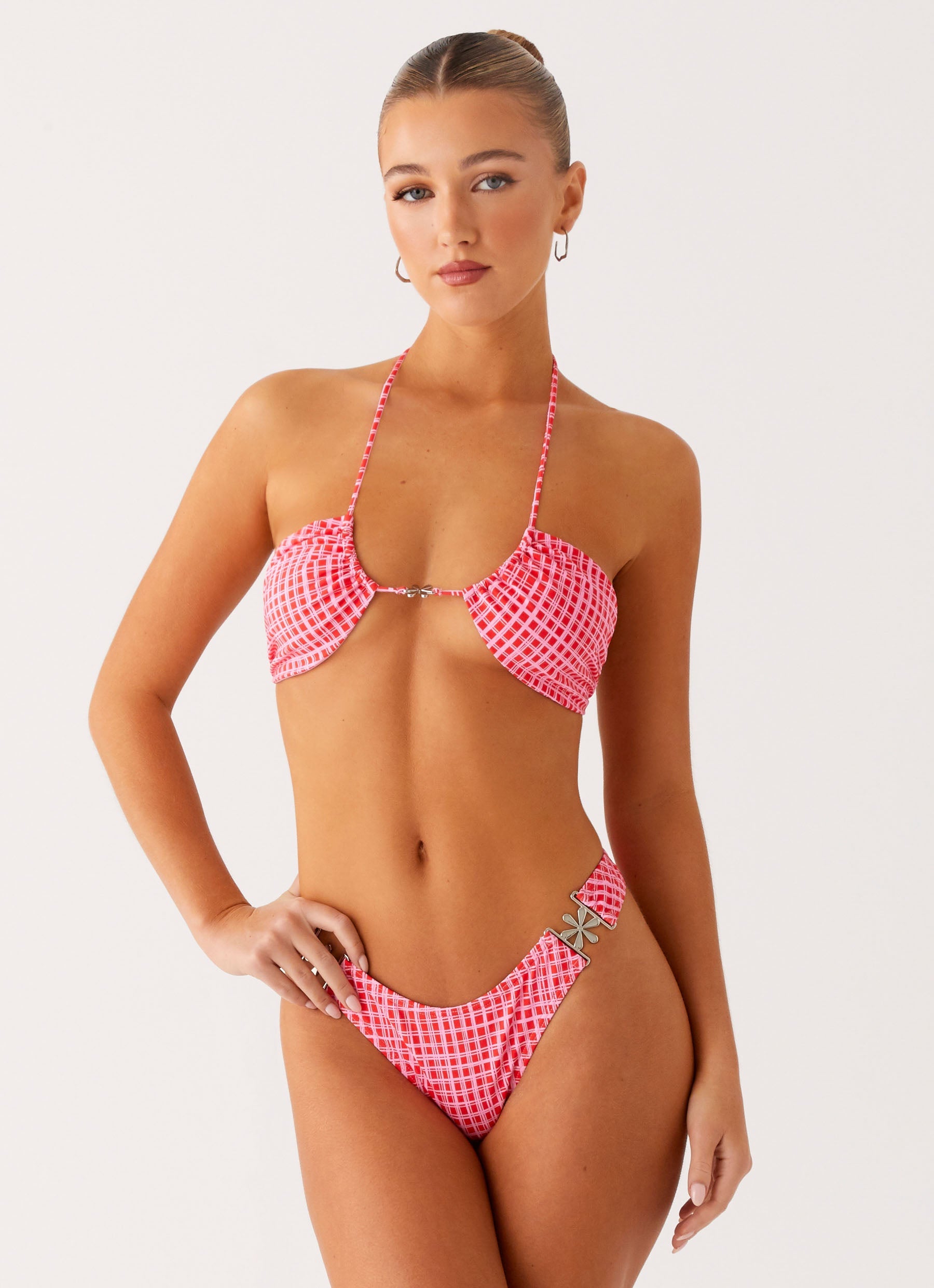 Saint Lucia Bikini Bottoms - Pink Check